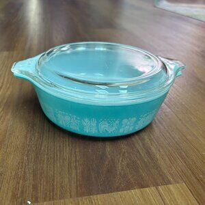 Vintage Pyrex Amish Butterprint Turquoise 471 1 PT Dish w/ 470-C Glass Lid